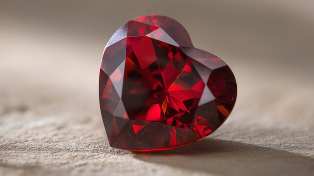 Heart ruby shape red crystal gemstone brilliantly sparkling luminous red rare precious. - Powered by Adobe