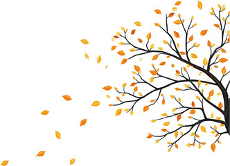 Vector illustration of autumn trees in empty space