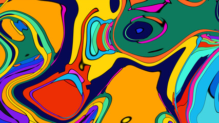 Colorful Fluid and Psychedelic Motion Graphic background, video for Summer Music