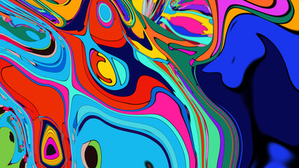 Colorful Fluid and Psychedelic Motion Graphic background, video for Summer Music