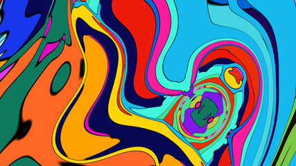 Colorful Fluid and Psychedelic Motion Graphic background, video for Summer Music