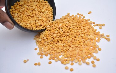 bowl of Split pigeon peas or Toor dal .