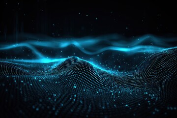 Abstract Glowing Blue Dot Pattern Wave Design