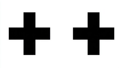 Obraz premium Black Cross Shapes on White Background for Minimalist Designs
