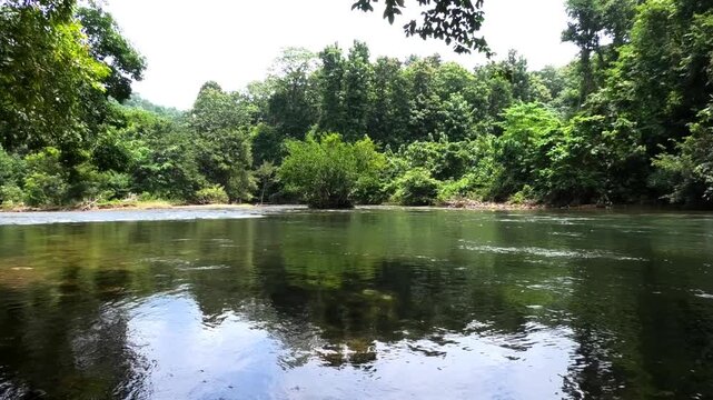 Kallar river seen from the area of Adavi Eco Tourism, Pathanamthitta, Kerala, India