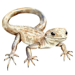 Fototapeta premium Watercolor lizard illustration with detailed features on transparent background
