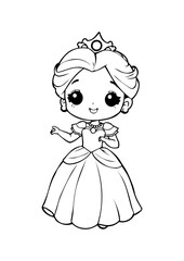 Kawaii Princess Dance Line Art