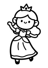 Black and White Princess Dancing Outline