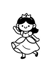 Cute Princess Dancing Coloring Page