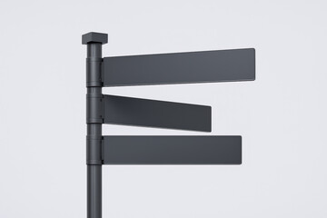 Obraz premium Modern wayfinding signage features sleek design with multiple blank panels for directional information. This versatile structure is ideal for urban environments, enhancing navigation