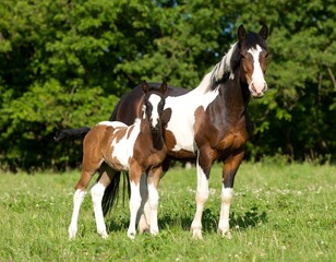 Obraz premium Two horses in a grassy field