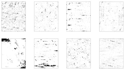 Grunge set. Detailed textures. Paint stains. Grunge material monochrome set textures with dirty old surfaces.