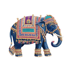 Ornate Indian Elephant in Traditional Garb -