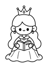 Black and White Princess Reading Outline