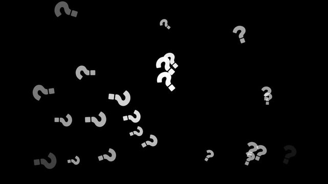 Animated question marks float on a blck screen background, perfect for explainer videos