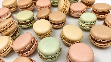 Obraz premium Pastel Macarons Sweet Treats French Dessert Colorful Bakery