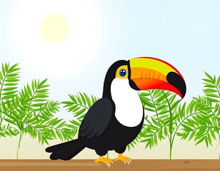 Obraz premium Toucan perched on branch