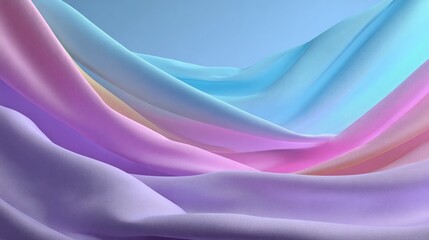 Obraz premium Pastel-colored fabric drapes in soft folds against a light blue background