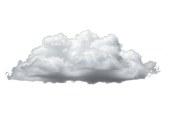 A single large, dense cumulus cloud isolated on transparent background, symbolizing weather and atmospheric conditions