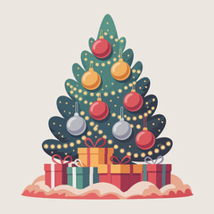 Flat Animated Christmas tree vector illustration
