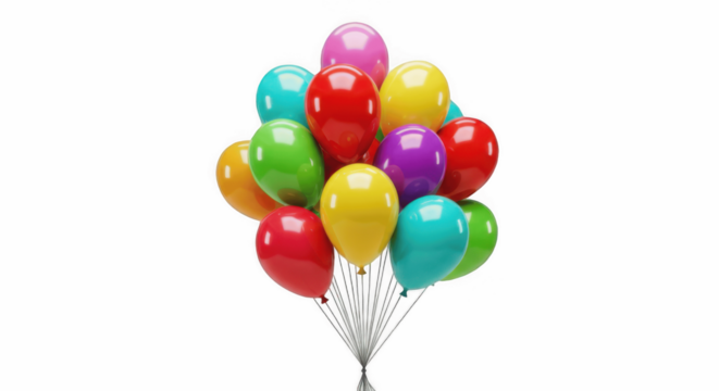 Colorful Party Balloons Bunch – Isolated on Transparent PNG Background , colorful balloons, party balloons, balloon bunch, birthday balloons, celebration balloons, festive balloons, latex balloons
