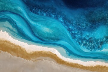 Abstract Resin Art Ocean Waves Design