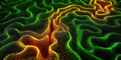 Abstract green and orange wave pattern