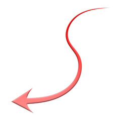 Red curve arrow icon on transparent background. flat style. arrow icon for your web site design, logo, app, UI. smooth, modern design, pointer indicating direction or movement. vector icon