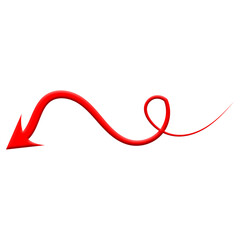 Red curve arrow icon on transparent background. flat style. arrow icon for your web site design, logo, app, UI. smooth, modern design, pointer indicating direction or movement. vector icon