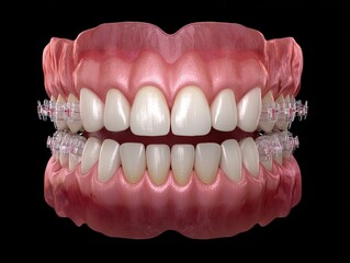 Obraz premium 3D model of human mouth with teeth and braces