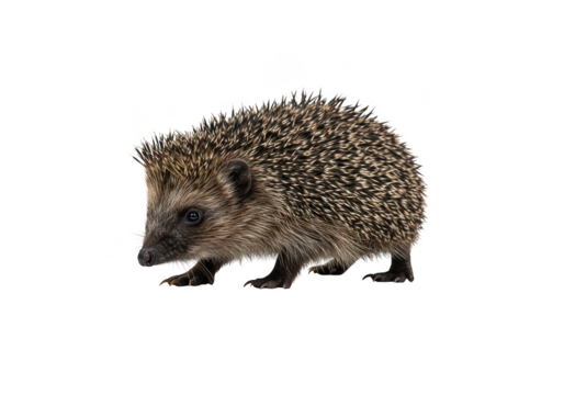 A small, prickly hedgehog isolated on transparent background