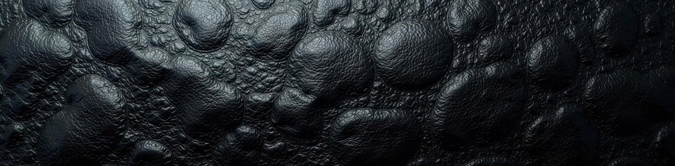 Deep, rich black leather; subtle grain visible , wrinkled, photo