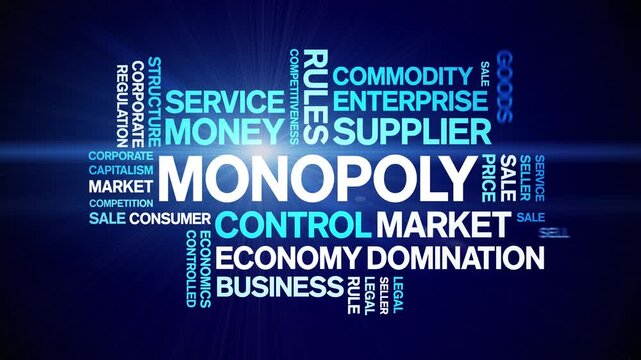 Monopoly animated word cloud-text design animation tag kinetic typography seamless loop.