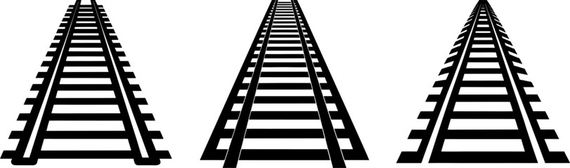 Railway track set, Set of railroad tracks, railroad tracks collection, Vector of railroad tracks, railroad tracks silhouette, railroad tracks isolated on white background