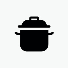 cooking pot black icon vector template	