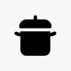 cooking pot black icon vector template	