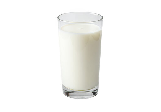 A tall glass of fresh white milk isolated on transparent background