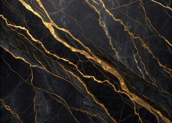 Luxurious black marble with striking gold veins