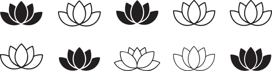 Fototapeta premium lotus flower icon collection