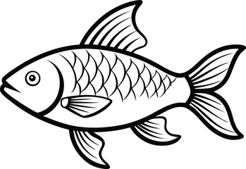 roach fish outline vector illustration on white background