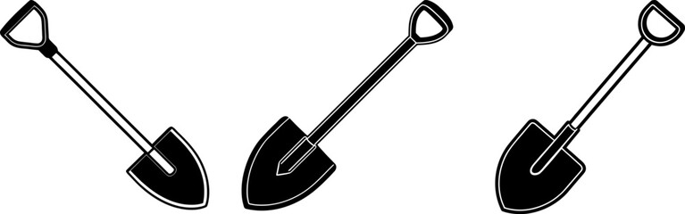 Naklejka premium Shovel set, Set of shovels, shovel collection, Vector of shovel, shovel silhouette, shovel isolated on white background