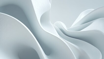 Abstract 3D shapes in light gray, wavy, textured
