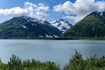  Byron Glacier. Scenic View Of The Glacier, Portage Glacier Road. Portage Lake. Anchorage is in Southcentral Alaska.

