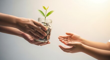 Cultivating a brighter future A symbolic exchange of resources promoting sustainable growth, community support, and the enduring spirit of generosity