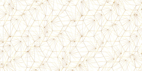 Fototapeta premium Abstract of simple golden line triangle pattern geometric background. Seamless geometric polygonal repeatable pattern swatch background, Trendy design vector background for web backdrop orpaper print.