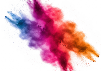 Colorful powder explosion with vibrant colors, isolated on transparent background
