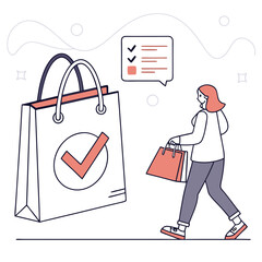 Woman Walking with Shopping Bags Checklist Illustration