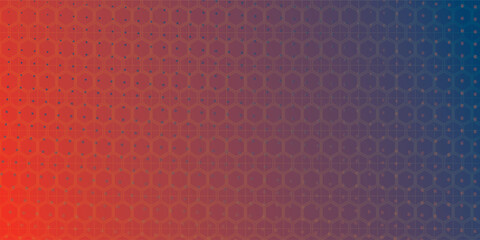Abstract hexagon pattern background with gradient color from red to blue suitable for banners and presentations.