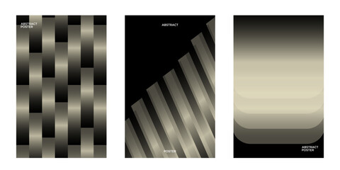 Modern gradient poster background vector set. Minimalist cover template with vibrant perspective geometric prism shapes in motion. Ideal design for social media, cover, banner, flyer