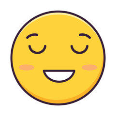 Fototapeta premium A content and serene emoji with closed eyes and a gentle smile, isolated on a
